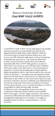 Modulo interno al depliant per l'Oasi WWF di Valle Averto